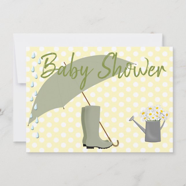 Baby Shower Neutral Gender Umbrella and Rain Boots Invitation (Front)