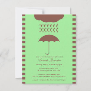 Baby Shower Neutral Green Umbrella Invitation