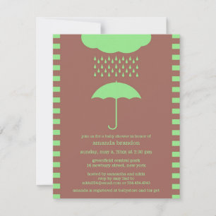 Baby Shower Neutral Green Umbrella Invitation