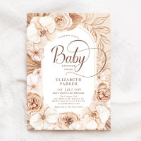 Baby Shower Neutral Mocha Gold Floral