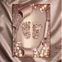 Baby Shower New Girl Boy Feet Glam Rose Gold 3D