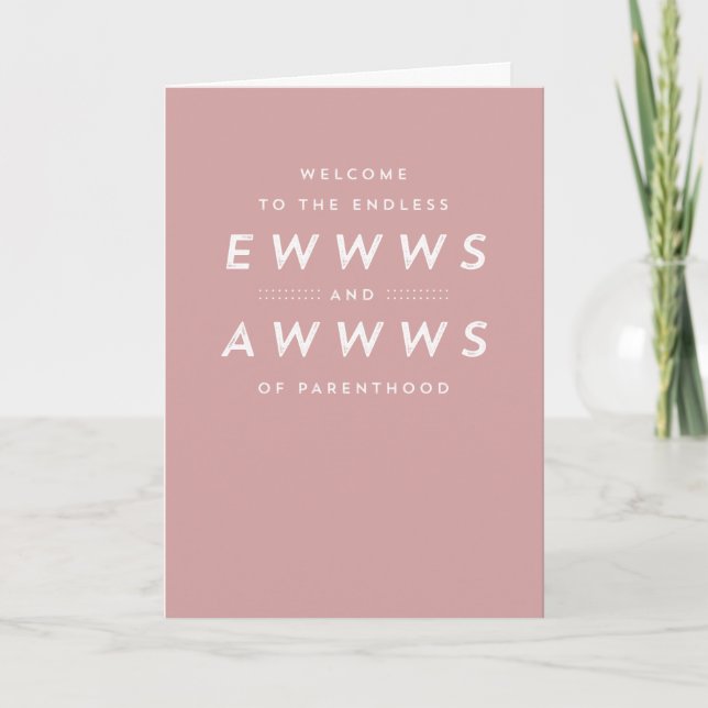 Baby shower new parents cute funny pink card (Front)