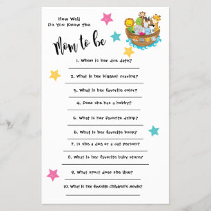 Baby Shower Noah's Ark How well you know the card