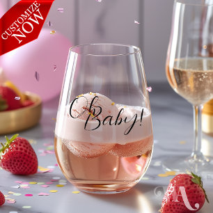 Baby Shower Oh Baby Feet Stemless Wine Glass