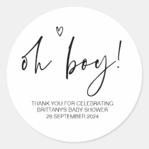 Baby Shower Oh Boy Mom To Be Party Favor Classic Round Sticker