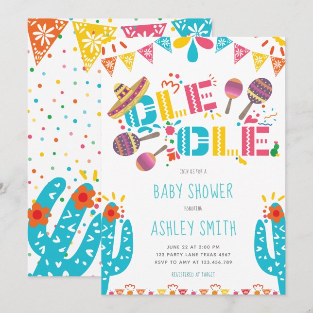 Baby Shower Ole Ole Fiesta Invitation (Front/Back)