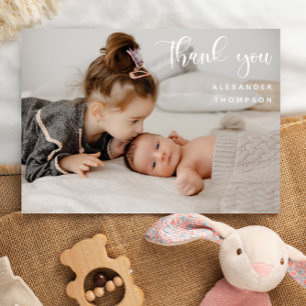 Baby Shower One Full Photo Thank You Photo  Card