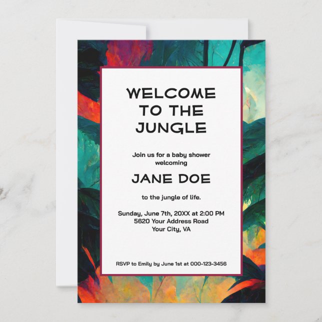 Baby Shower or Newborn Baby Party - Jungle Print Invitation (Front)