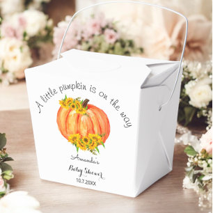 Baby Shower Orange Pumpkin Fall White Favour Box