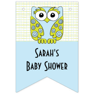 Baby Shower Owl in a Tree/Blue, Swallowtail Banner