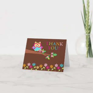 Baby Shower Owl Thank You Note Card