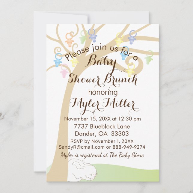 Baby Shower Paci bunny Invitation (Front)