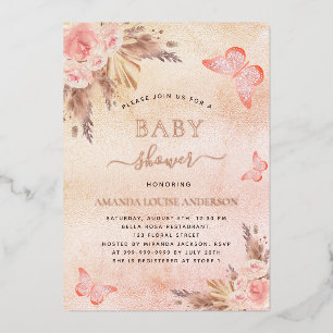 Baby shower pampas grass blush butterfly