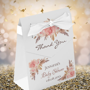Baby Shower pampas grass blush floral thank you Favour Box