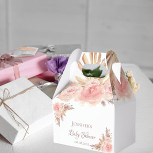 Baby shower pampas grass blush floral thank you favour box