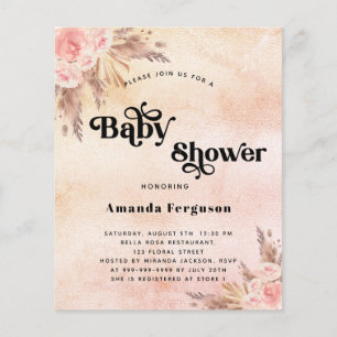 Baby shower pampas grass blush pink budget flyer