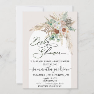 Baby Shower Pampas Grass Boho Arch Modern Invitation