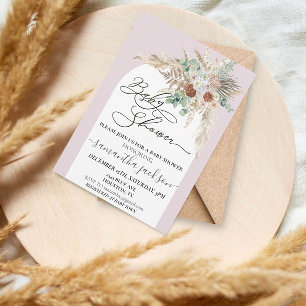 Baby Shower Pampas Grass Boho Arch Modern  Invitation