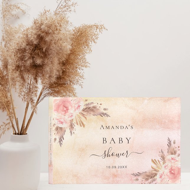 Baby Shower pampas grass rose gold Guest Book (Creator Uploaded)