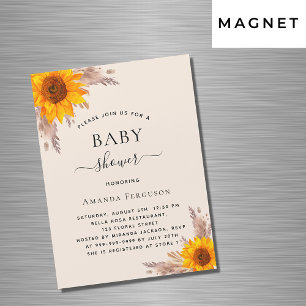 Baby shower pampas grass sunflower luxury magnetic invitation