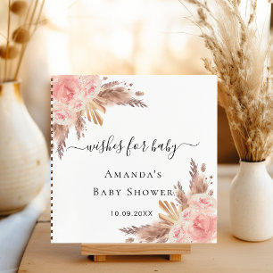 Baby Shower pampas rose wishes guest book