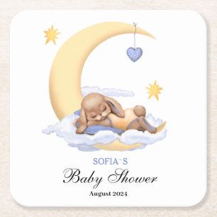 Baby shower paper coaster a cute bunny.
