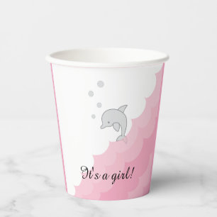 Baby Shower Paper Cups "Dolphin Pink" 8 oz.
