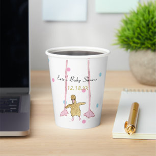 Baby Shower Paper Cups "Gold Flamingo Baby " 8 oz.