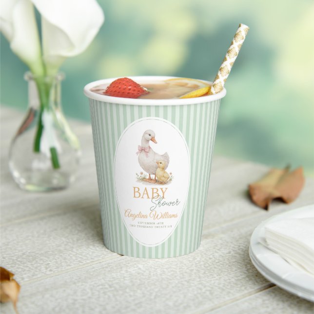 Baby Shower Paper Cups Mother Goose and Gosling. (Insitu)