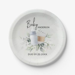 Baby Shower Paper Plates Baby is Brewing Coffee
