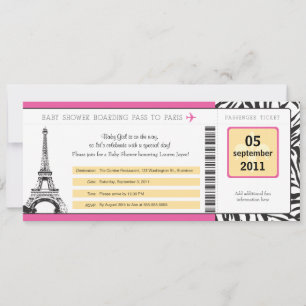 Baby Shower Paris Boarding Pass Invitation