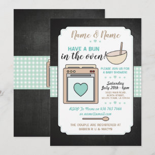 Baby Shower Party Bun in the Oven Gender Reveal Invitation