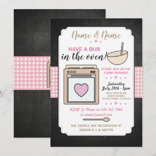Baby Shower Party Bun in the oven Pink Girl Invitation