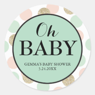 Baby Shower Party Favour Sticker, Gender Neutral Classic Round Sticker