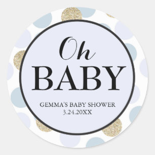 Baby Shower Party Favour Sticker - Polka Dots
