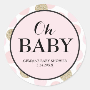 Baby Shower Party Favour Sticker - Polka Dots