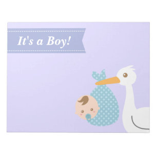Baby Shower Party Favour - Stork Delivers Baby Boy Notepad