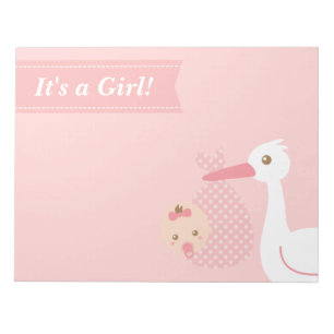 Baby Shower Party Favour - Stork Delivers Baby Gir Notepad