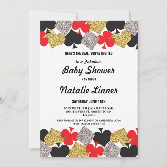 Baby Shower Party Las Vegas Casino Royale Invite (Front)