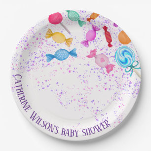 Baby Shower Party Lollipops Sweets Paper Plate