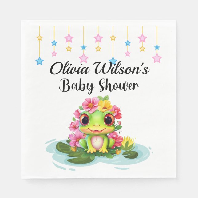 Baby Shower Party Napkins, Frog Theme Napkins (Front)