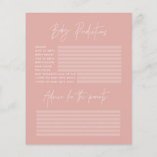 Baby shower party predictions game rose pink