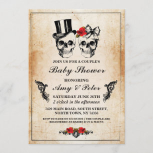 Baby Shower Party Rose Skull Party Couples Invitation