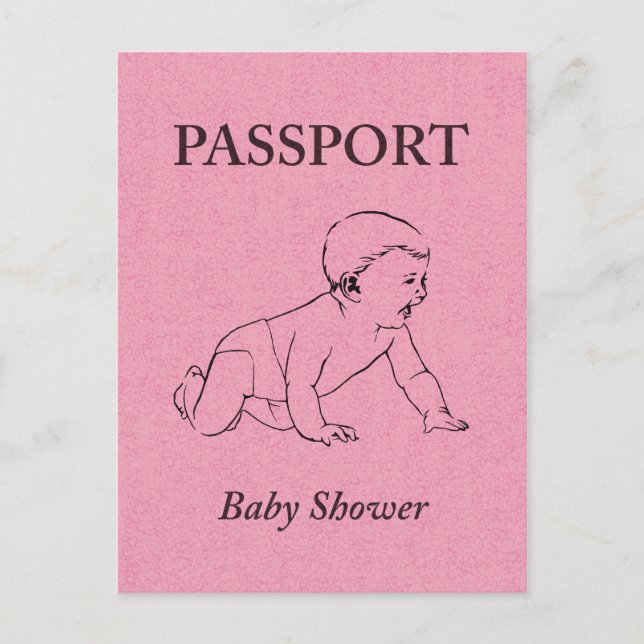 baby shower passport invitation postcard (Front)