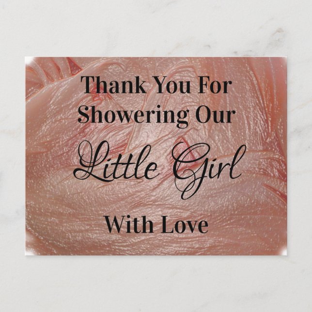 Baby Shower Pastel Pink Girl Elegant Thank You Postcard (Front)