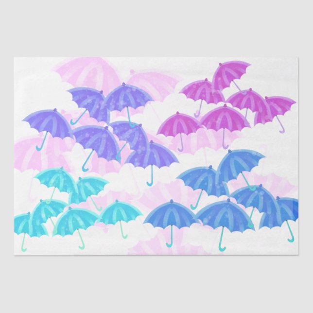 Baby Shower Pastel Umbrella Tissue Paper (Front)
