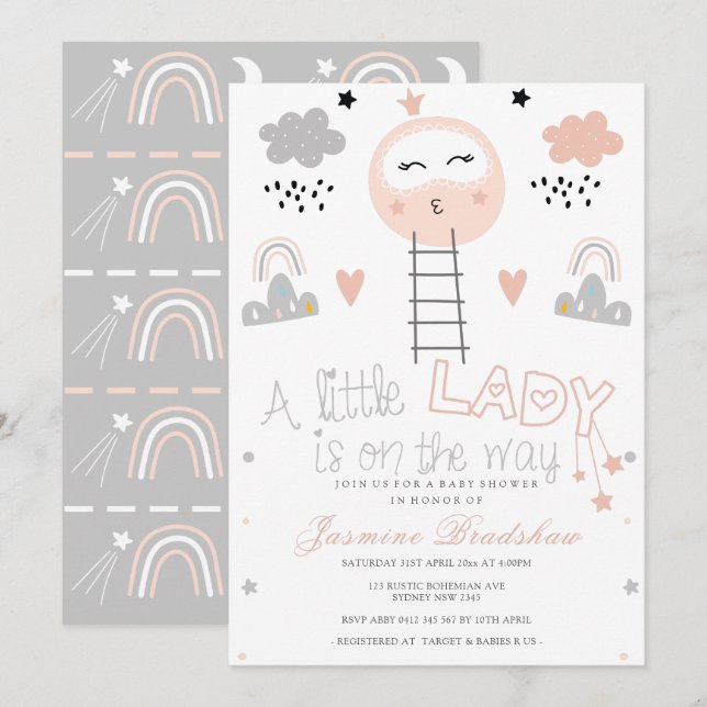 Baby Shower Pathway to the Moon Invitation (Front/Back)