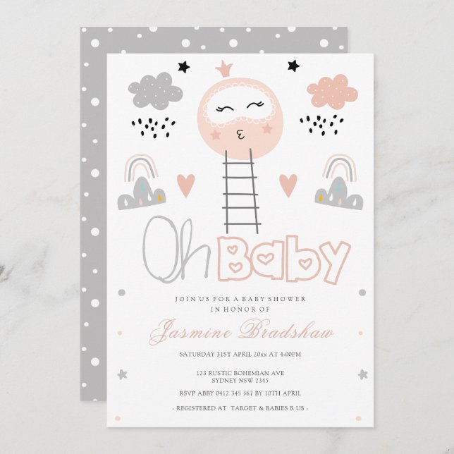 Baby Shower Pathway to the Moon Oh Baby Invitation (Front/Back)