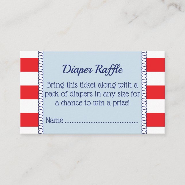 Baby Shower Patriotic Anchor Diaper Raffle Ticket Enclosure Card (Front)