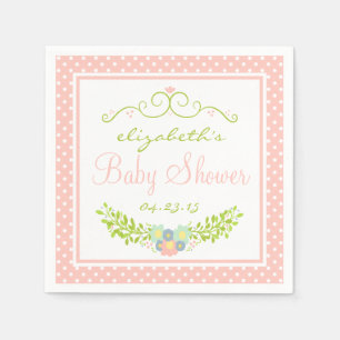 Baby Shower Peach Floral Napkin